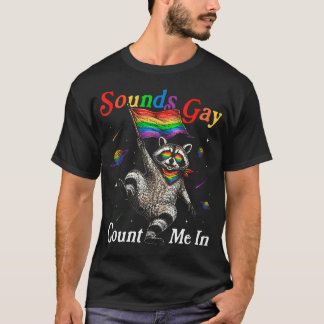 Camiseta Meme de Guaxinim Engraçado Arco-íris Orgulho Lésbi