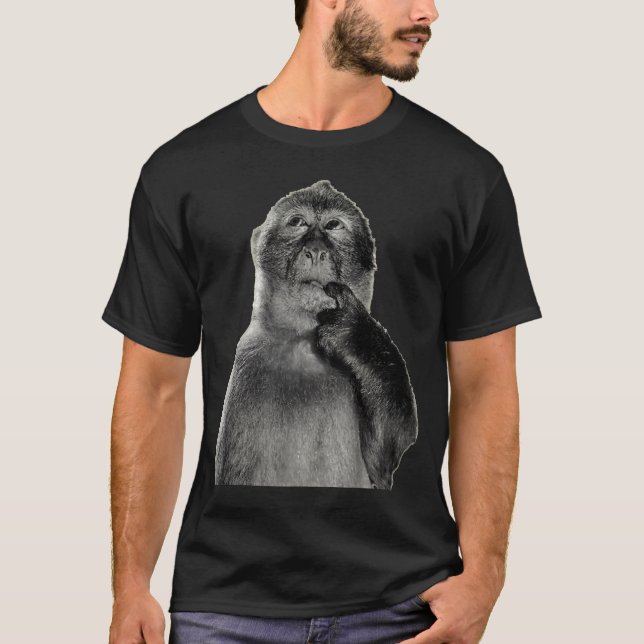 Camiseta Meme de Macaco Engraçado com Estilo de Arte de Hum (Frente)