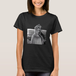 Camiseta Meme de Macaco Engraçado Pensando Tolice, Estilo V