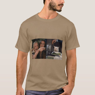 Camiseta meme de mulher gritando com gato amigos engraçado