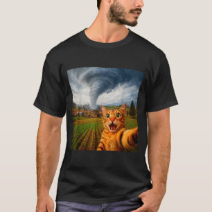 Camiseta Meme de Tornado de Selfie de Gato Engraçado