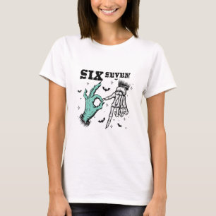 Camiseta Meme Divertido 67 Esqueleto Assustador Seis Sete G