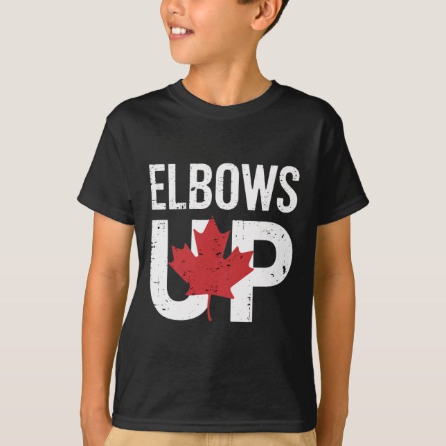Camiseta Meme Divertido do Canadá com Cotovelos Para Cima (Frente)