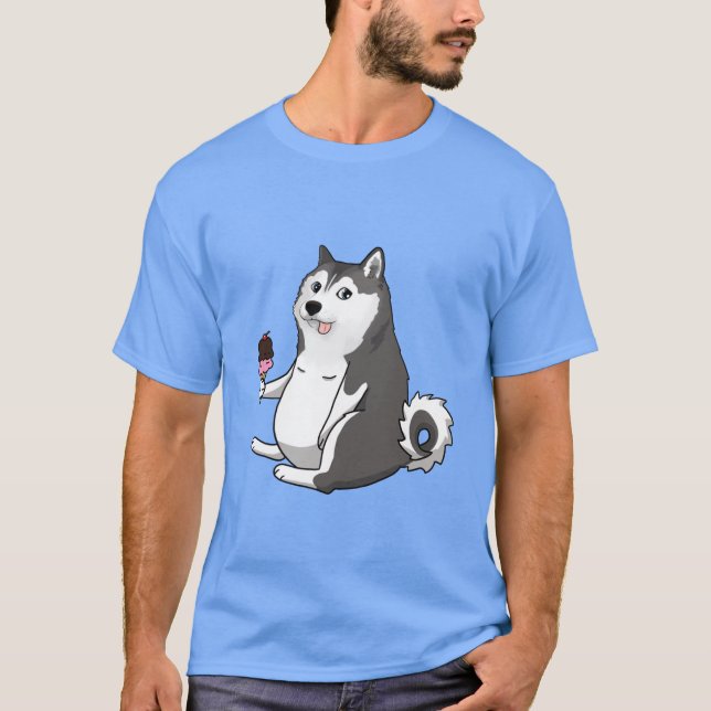 Camiseta meme do cachorro husky gordo doge (Frente)