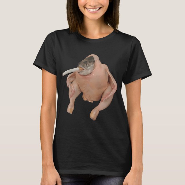 Camiseta Meme do Frango Peixe Fumando um Cigarro HQ (Frente)