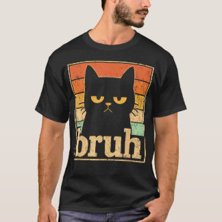 Camiseta Meme do Gato Bruh Meme Divertido do Gato Retro Par