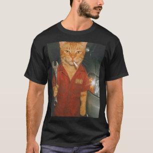 Camiseta Meme do Gato Fumante Mecânico