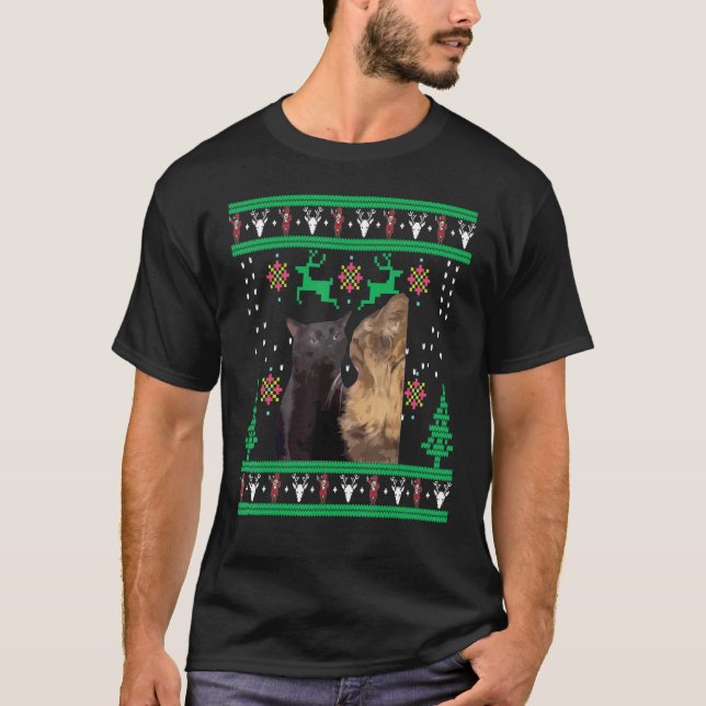 Camiseta meme do gato zonando, Natal engraçado meme popular (Frente)