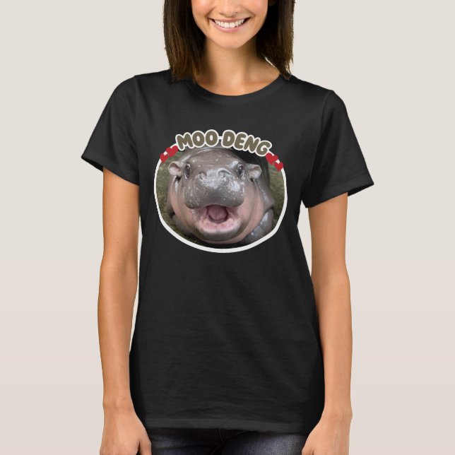 Camiseta Meme do Hipopótamo Feliz Moo Deng (Frente)