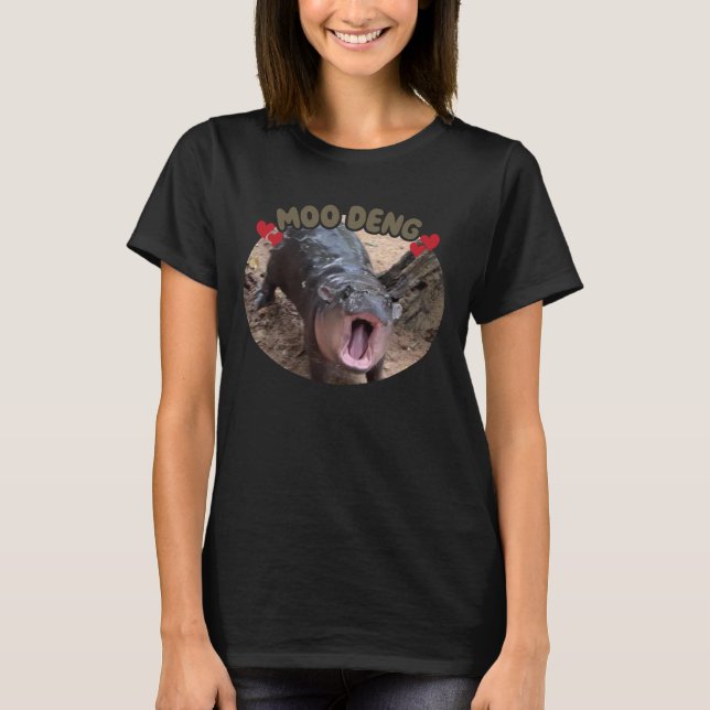 Camiseta Meme do Hipopótamo Feliz Moo Deng (Frente)