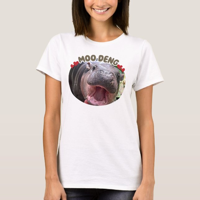 Camiseta Meme do Hipopótamo Feliz Moo Deng (Frente)