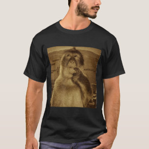Camiseta Meme do Macaco Pensativo Vintage Retro 