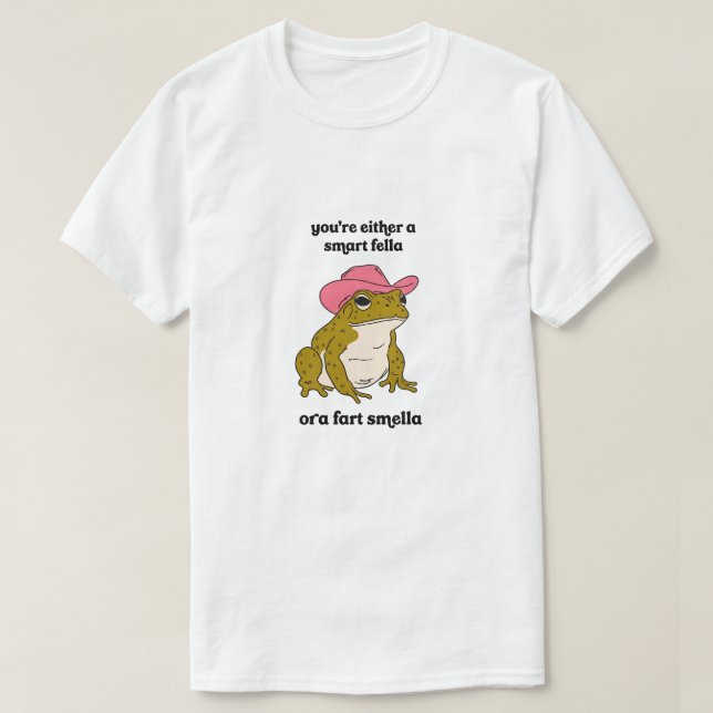Camiseta  Meme do Sapo Cowboy Cara Esperto ou Fedor de Cu  (Frente do Design)