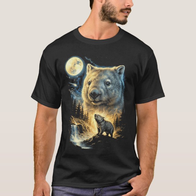 Camiseta Meme do Wombat Uivando para a Lua Engraçado 9039S (Frente)