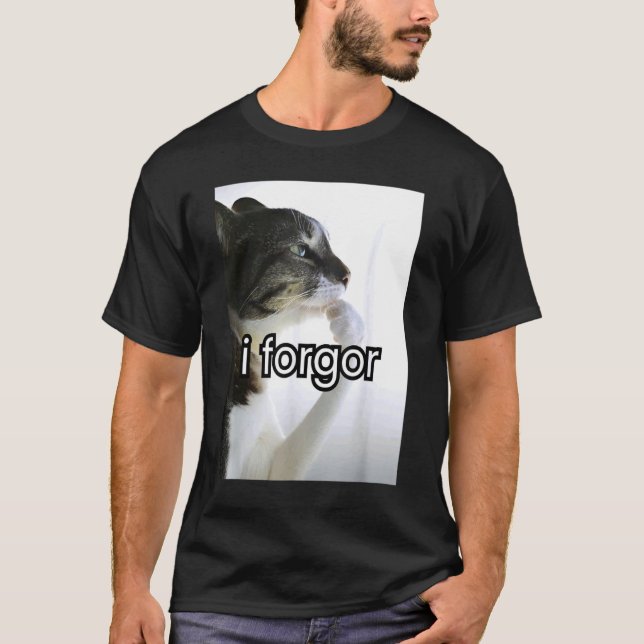 Camiseta meme engraçado de gato bobo eu esqueci meme de cri (Frente)
