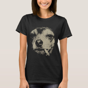 Camiseta Meme engraçado do cachorro das mulheres fumando ci