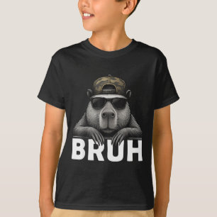 Camiseta Meme Gráfico Engraçado Capivara Bruh Para Meninos 