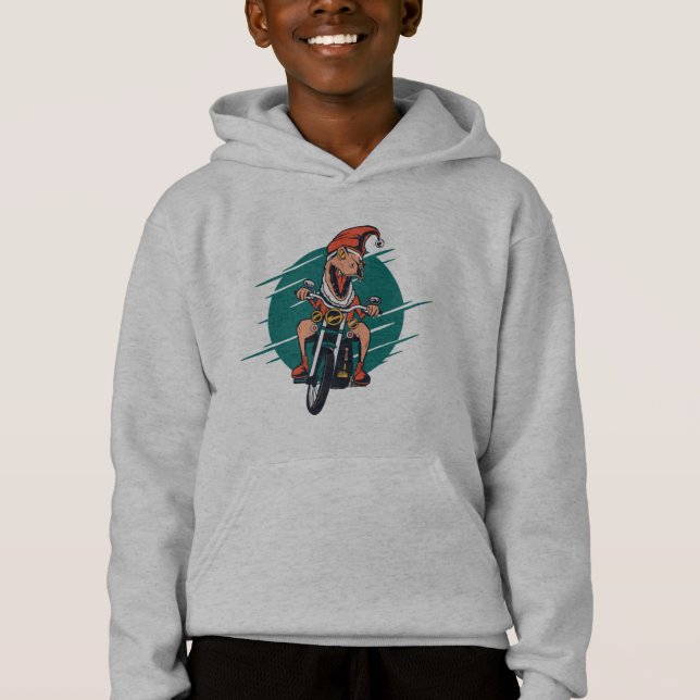 Camiseta Meme Natal Engraçado 2020 T Rex Biker (Frente)