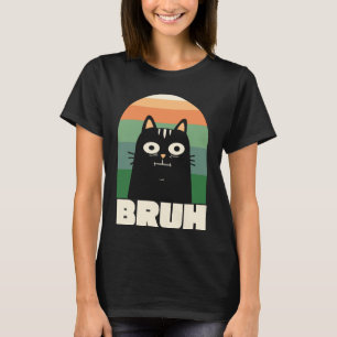 Camiseta Meme Retro do Gato Bruh, Humor Sarcástico de Estim