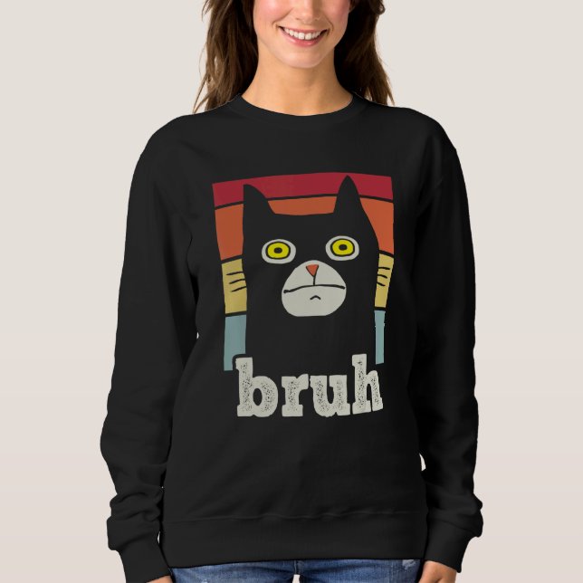 Camiseta Meme saying Bruh with Cat Greetings Teens Boys Men (Frente)