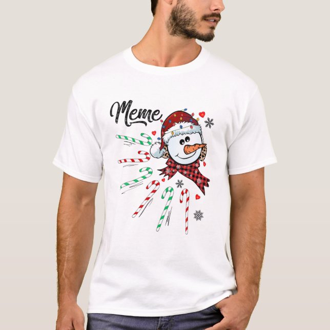 Camiseta Meme Snowman Candy Cane Natal Xmas Engraçado (Frente)