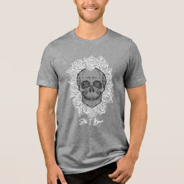 Camiseta Memento Mori! Caveira e Rosas, Desenho Mão