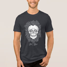 Camiseta Memento Mori! Caveira e Rosas, Desenho Mão