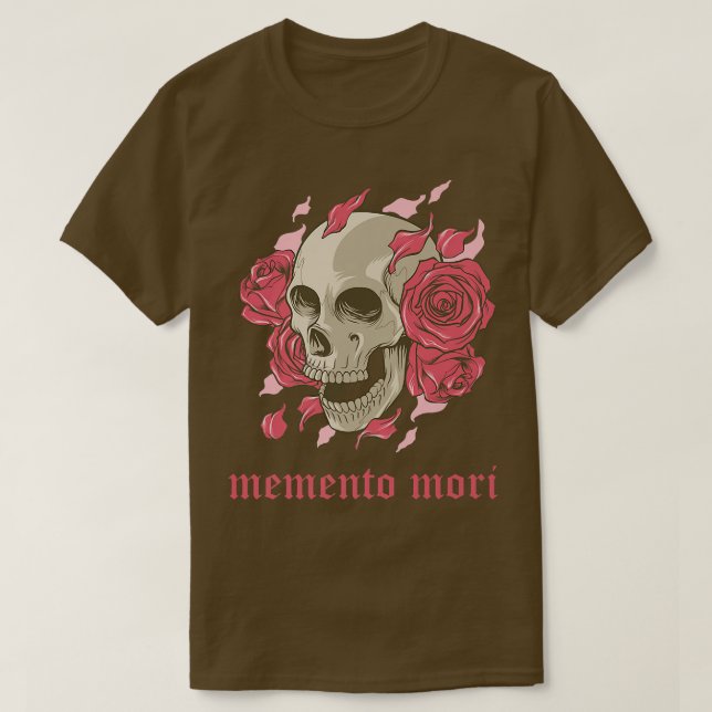 Camiseta Memento Mori Skeleton  rose Remember You Die philo (Frente do Design)