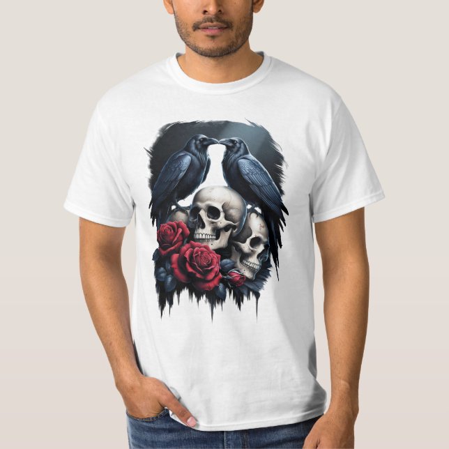 Camiseta Memento Mori: Uma Composição Floral Escura com Rav (Frente)