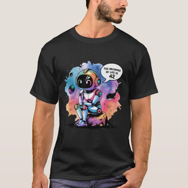 Camiseta Memes de Chatbot Engraçados Significa Vida é 42 (Frente)