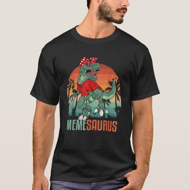 Camiseta Memesaurus T Rex Meme Saurus Dinossauro Usando Ócu (Frente)