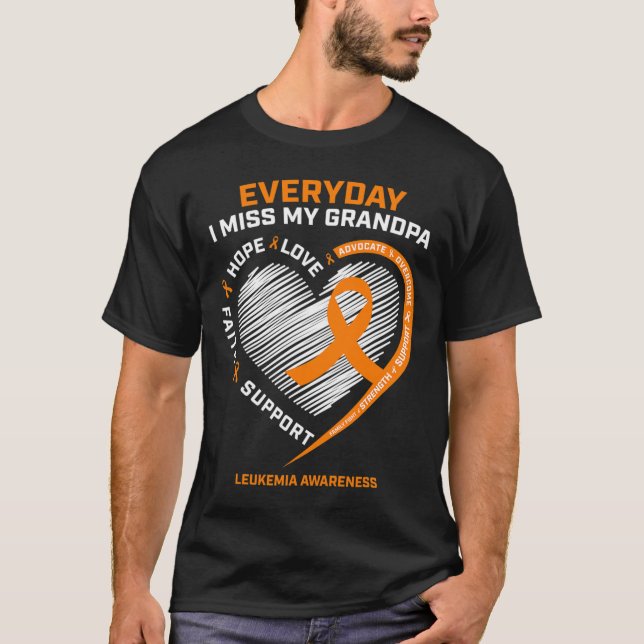 Camiseta Memória Adorável Do Meu Avô Lembra Leucemia A (Frente)