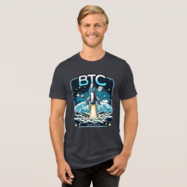 Camiseta Memória BTC Crypto BTC Bitmoney Rocket (Frente Completa)