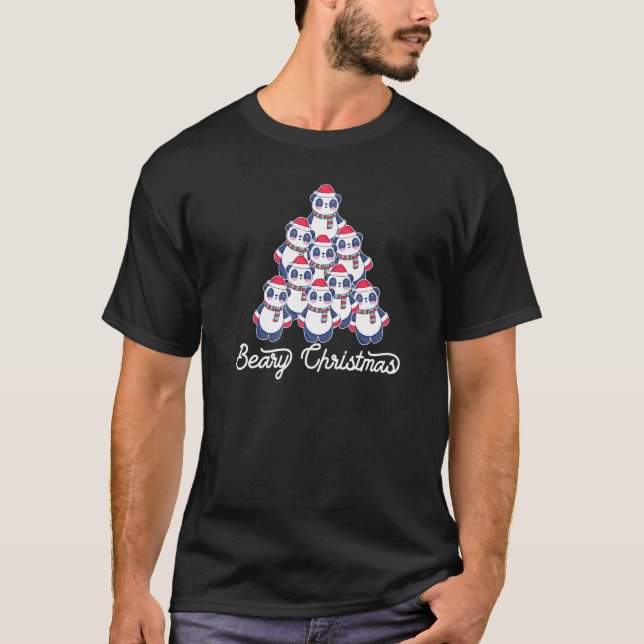 Camiseta Memória da Árvore de Bears de Natal Bonito (Frente)