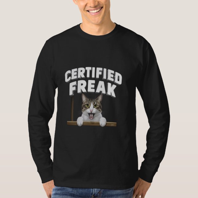 Camiseta Memória de Gato Engraçado Certificado (Frente)