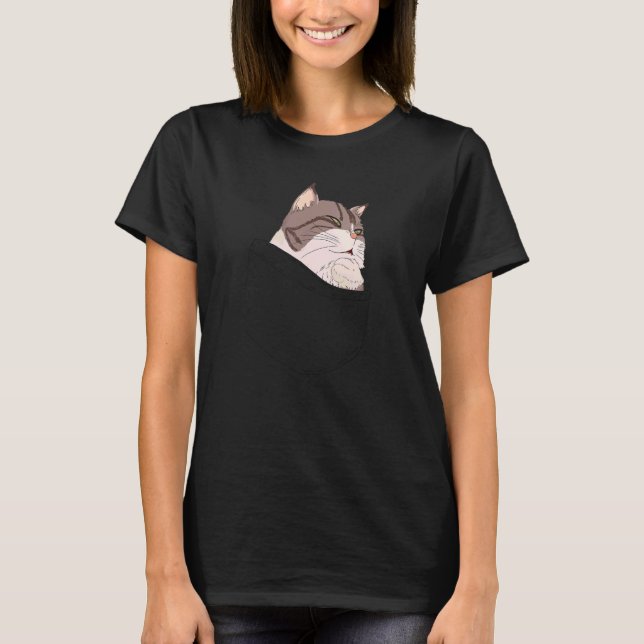 Camiseta Memória de Pensamento de Gato de Bolso (Frente)