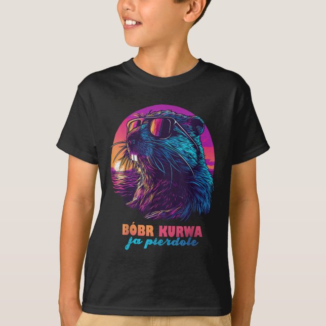 Camiseta Memória do Castor Polonês Engraçado - Bobr Bober K (Frente)