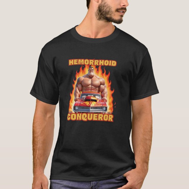 Camiseta Memória Engraçada do Conquistador Hemorroide (Frente)