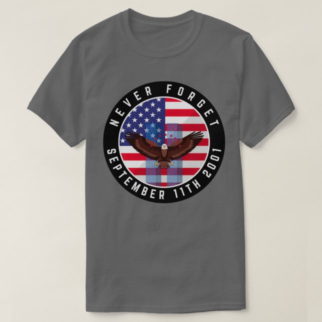 Camiseta Memorial 911 Nunca Esquece A Bandeira Americana Ea (Frente do Design)
