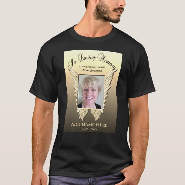 Camiseta Memorial| Adicionar Asas de Anjo Fotográfico em Do (Frente)
