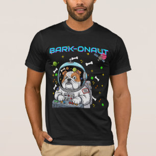 Camiseta Memorial "Barkonaut" Bulldog Espaço Engraçado