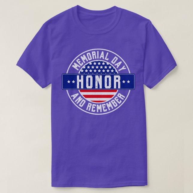 Camiseta Memorial Day Honra e lembre-se do Presente (Frente do Design)