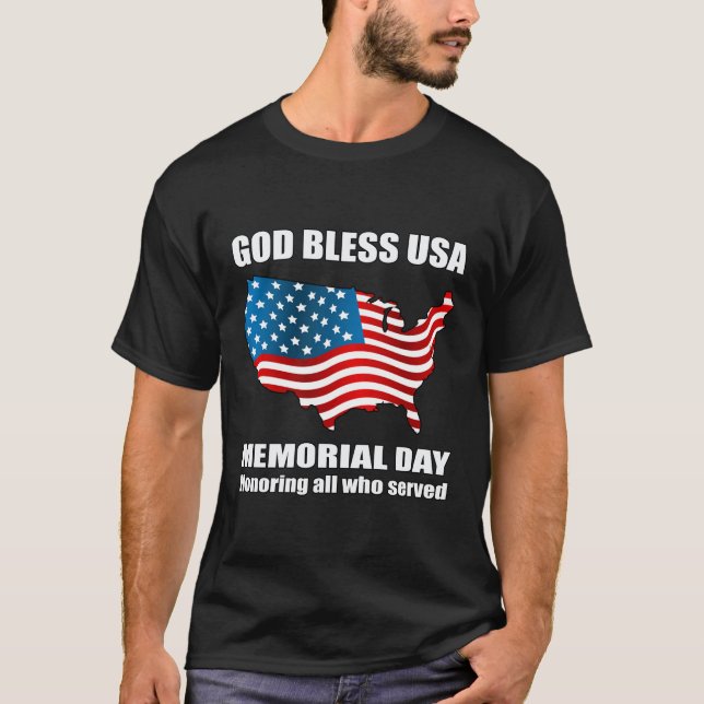 Camiseta Memorial Day Men, deus abençoe dos EUA (Frente)