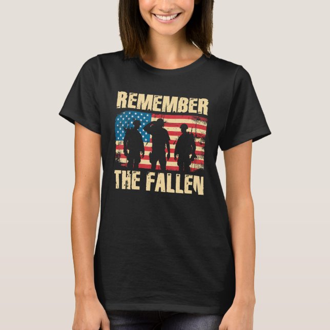 Camiseta Memorial Day Remember The Fallen Veteran Military  (Frente)
