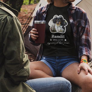 Camiseta Memorial de Adição de Foto Pet de Quadro de Paw