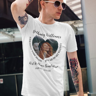 Camiseta Memorial de Coração com Foto Personalizado Moderno