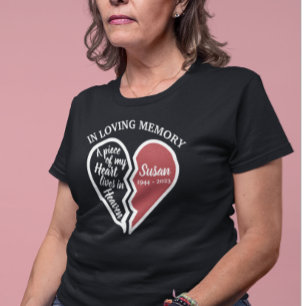 Camiseta Memorial em Forma de Coração Personalizado em Memó