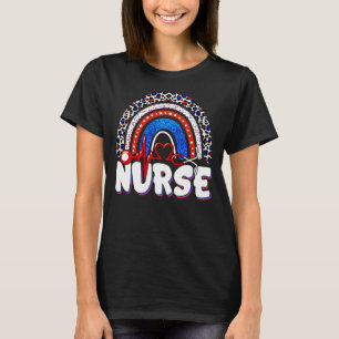 Camiseta Memorial Enfermeira Estetoscópio Arco-íris 4 de Ju