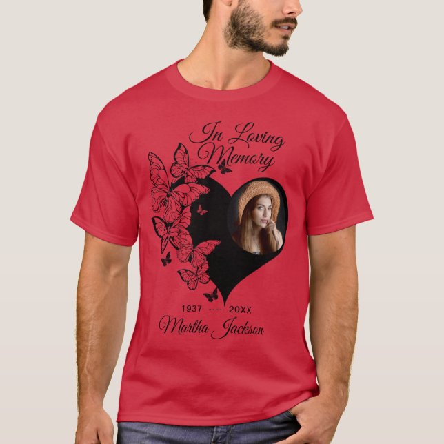 Camiseta Memorial Fotográfico moderno "In loving Memory" (Frente)