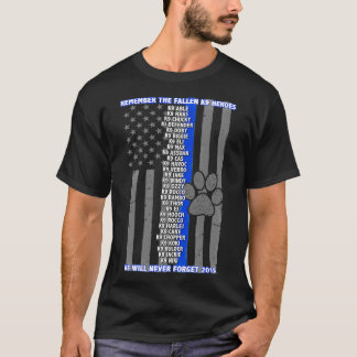 Camiseta Memorial K9 de 2019 Thin Blue Line Family
